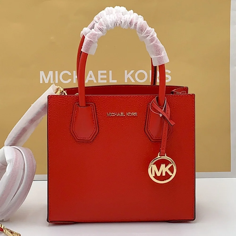 MICHAEL KORS MERCER MEDIUM MESSENGER CROSSBODY BAG FLAME COLOR - Picture 2 of 14